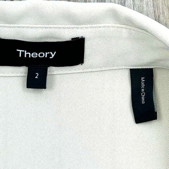 Theory Drawstring Shirt Dress 2 Matte Twill "Wheat" Lagenlook Minimal MSRP $275 - Picture 9 of 9